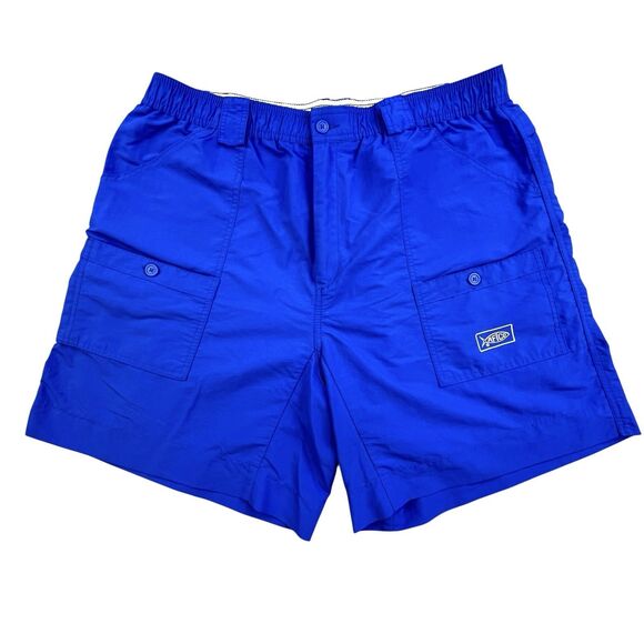 Aftco Fishing Shorts Men's 40 Blue Cargo Pockets Elastic Waist Nylon Outdoors - Picture 1 of 12